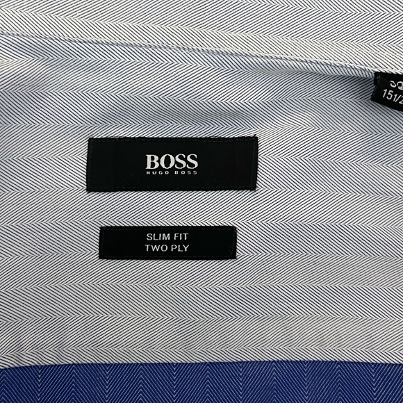 Hugo Boss Slim Fit Two Ply Button Down Dress Shirt Mens size 39 15 1/2 - Picture 4 of 8
